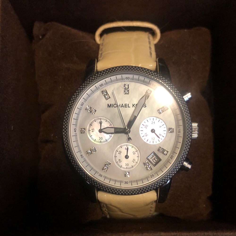 White leather Michael Kors watch